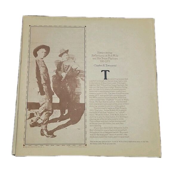 Bob Wills & TX Playboys- For The Last Time OG Vinyl LP, UA Records, EX/UC, 1974 - Picture 7 of 14